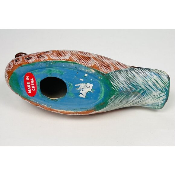 VTG 5.5" Handpainted Ceramic Blue Winged Teal DUCK FIGURINE Decor Brown EUC - Picture 5 of 5